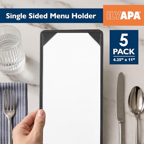 Ilyapa Vinyl Leather Menu Holder, 4.25x11 Inch - 5 Pack, Table Top Display - size: 4.25 x 11