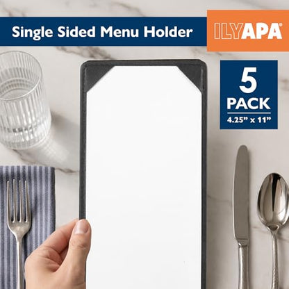 Ilyapa Vinyl Leather Menu Holder, 4.25x11 Inch - 5 Pack, Table Top Display - size: 4.25 x 11