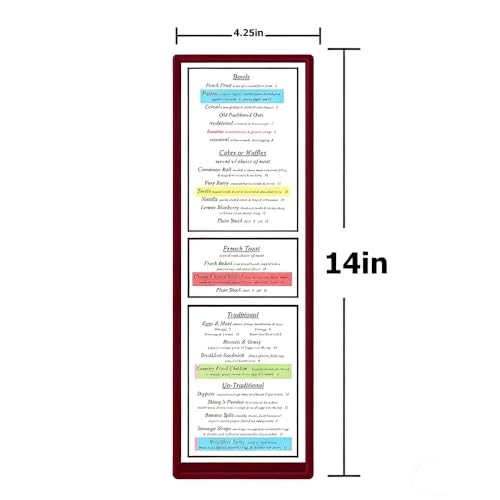 Goodsmart Restaurant Menu Covers - 25 Pack Burgundy 1-Page/2-View 4.25" x 14", Top-Loading Vinyl Menu Holders with Clear Sleeves, Double-Stitched Edge, Leather-Style Café Covers with Gold Corners - color: Burgundy, size: 1 Page / 2 Views - 4.25" x 14"