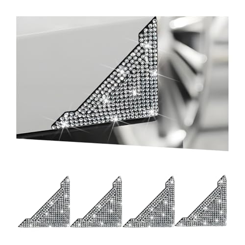 Bling Car Door Corner Edge Guard, 4PCS Anti-Collision Crystal Rhinestone Vehicle Door Edge Bumper Protector Sticker, Automotive Decorative Accessories, Universal for SUV Truck Sedan (White) - color: White