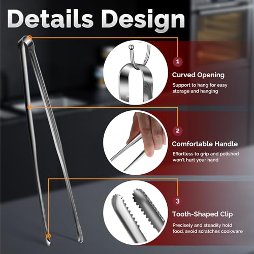 Precise Serrated Non-Slip Tips Cooking Tongs 2 Set (9.5" & 11.5") - size: 9.5"+11.5"