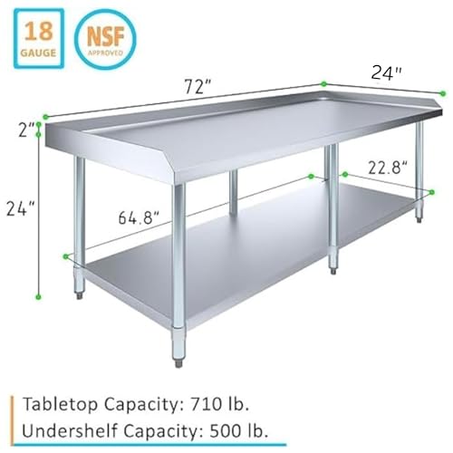 72" x 24" Stainless Steel Equipment Stand, 24" Tall - size: 72" x 24"