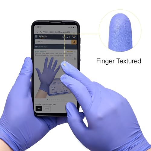 SwiftGrip Disposable Nitrile Exam Gloves, 3mil, Small, Box of 100, Violet Nitrile Gloves Disposable Latex Free for Medical, Cleaning, Cooking & Esthetician, Food-Safe, Powder-Free, Purple - size: Small