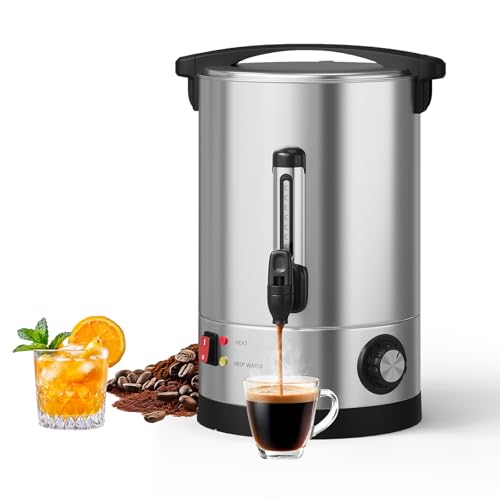 10L/70 Cups commercial Coffee Urn - Fast Brew Double Wall Stainless Steel Hot Beverage Dispenser - Large Capacity Coffee Maker with Filter Basket for Catering, Buffet, Parties, Weddings, Easy Clean - color: Silver-Double Layer, size: 70 Cups