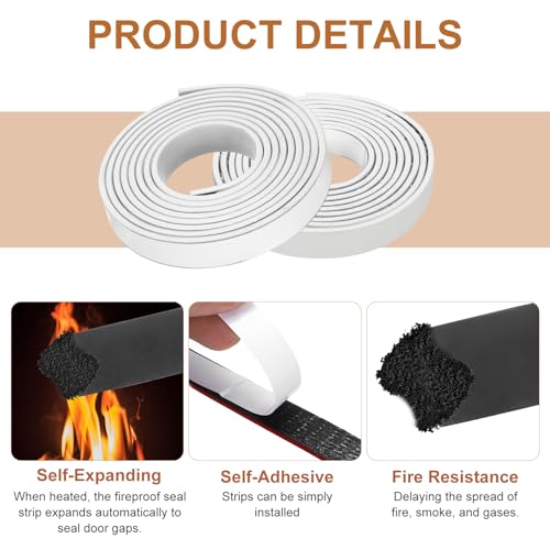 Smoke Fire Seal Strip 9.8Ft 30mm/1.18" Wx 5mm/0.2" T White - color: White, size: 9.8FT x 30mm / 1.18" W x 5mm / 0.2" T