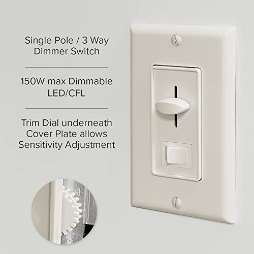 Maxxima LED Dimmer Electrical Light Switch, Almond, 3-Way/Single Pole Use - color: Almond