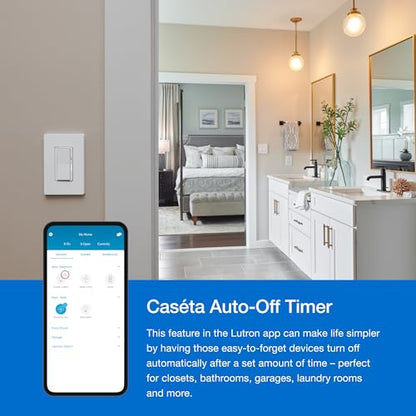 Lutron Caseta Diva Smart Dimmer Switch (Smart Hub Required), w Wallplate - color: White, size: 1 Pack, style: Diva Smart Dimmer