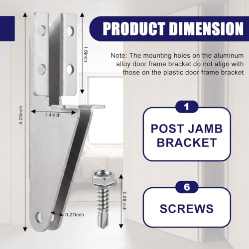 1 Pcs Aluminum Jamb Bracket Door Closer, Silver - color: Silver