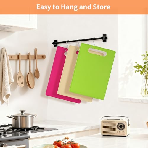 Luckyiren Plastic Cutting Board Set, 6-Piece Kitchen Cutting Mats, BPA-Free - color: Green/Red/Yellow/White; 4-Pack