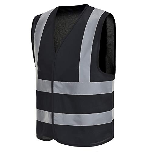 AYKRM 12 colour High visibility viz vest hi vis viz reflective work construction safety vest (XS-8XL) - color: Black, size: X-Large