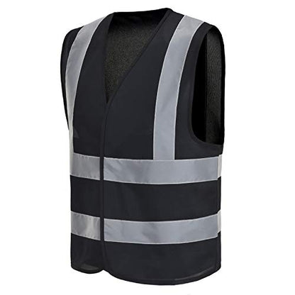 AYKRM 12 colour High visibility viz vest hi vis viz reflective work construction safety vest (XS-8XL) - color: Black, size: Medium