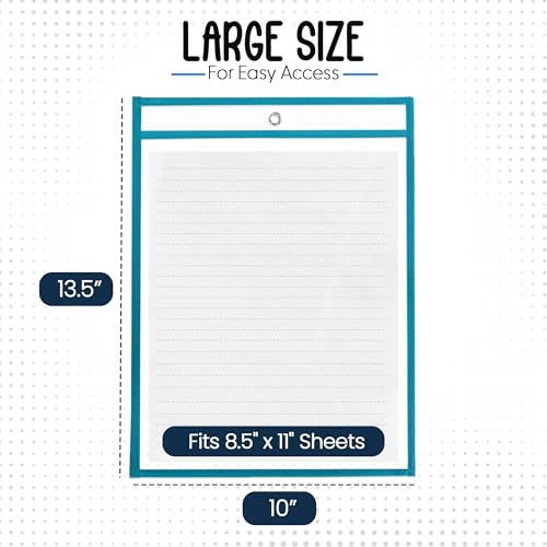 Essex Wares - 6 Pack, Teal Dry Erase Pockets, 10" Wide x 13.5" Tall - color: Teal
