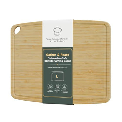 Dishwasher Safe Cutting Board,Bamboo Cutting Board with Juice Groove - color: Natural, size: Large (15.3"L x 11.6"W)