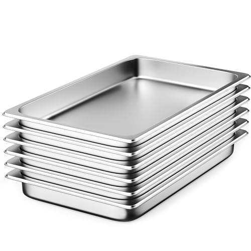6 Pack Hotel Pans Full Size 2.5" Deep Stainless Steel Steam Table Pan - color: 2.5 INCH, size: 1/1 SIZE