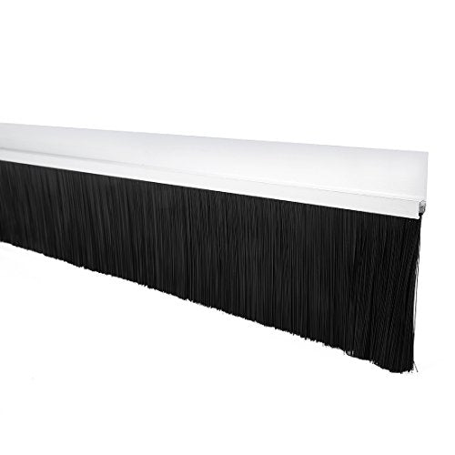 uxcell Door Bottom Sweep H-Shape Aluminum Alloy Base with 2.8-inch Black Nylon Brush 39-inch x 3.86-inch - color: Silver, size: 39.37" x 2.8"