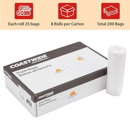 Staples Coastwide Professional 55-60 Gallon Trash Bag, 38" x 60", High Density, 14 mic, Natural, 200 Bags/Box - size: 1 Count (Pack of 200)