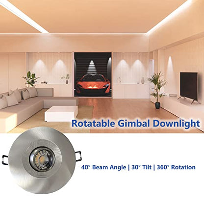 POPANU 4 Inch Gimbal LED Recessed Lights 6 Pack,Adjustable Downlight,Nickel - color: Brushed Nickel, size: 4 Inch