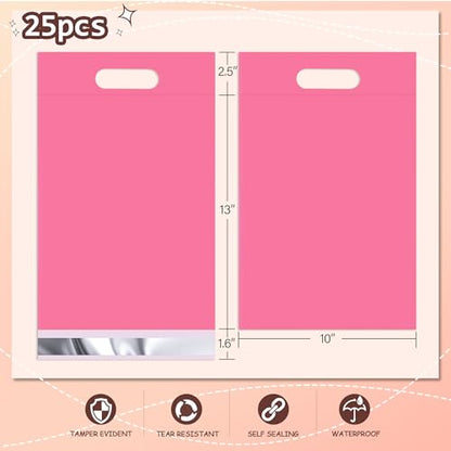 Pink Poly Mailers with Handle, 10x13 Inch 25 Pcs - color: Pink, size: 10x13 Inch 25 pcs