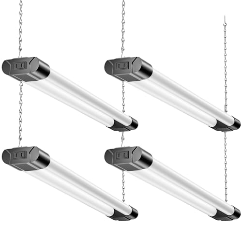 BBOUNDER 4Pack 2FT LED Shop Light, 65000K, 2200LM, Linkable for Garage - color: Black, size: 2ft