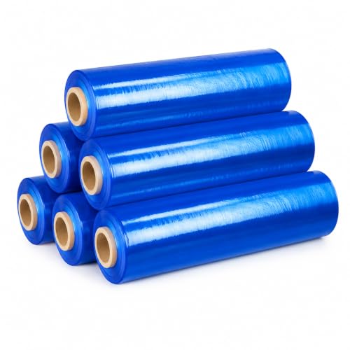 18" Stretch Wrap Film, 1500 ft, 80 Gauge (20 Micron), 7-Layer Clear Pallet Wrap, Up to 80% Stretch, Self-Adhering Heavy-Duty Moving & Packing Film, 6 Rolls (Blue, 18 inch x 1500 feet) - color: Blue, size: 18 in x 1500 ft - 6 Rolls