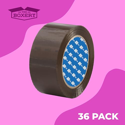 The Boxery 2" x 110 Yards Tan Packing Tape – 36 Roll Carton – Warehouse Grade Adhesive for Shipping, Moving & Packaging – Standard Strength 1.85 Mil Box Sealing Tape - color: Tan, size: 2"x110 yds -1.85 mil.
