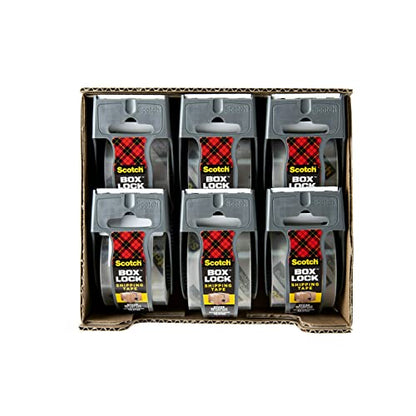 Scotch Box Lock Packing Tape,Clear,Extreme Grip Box Packaging Tape for Shipping and Mailing,1.88 in. x 22.2 yd.,6 Rolls with Dispensers,(Pack of 6) - size: 6 Rolls (Pack of 6)