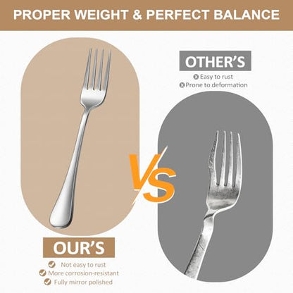 60-Piece Silverware Set for 12, Food Grade Stainless Steel Flatware Set, Mirror Polished Cutlery Utensil Set with Forks, Knives and Spoons, Dishwasher Safe for Home, Restaurant, Wedding and Party Use - size: 60-Piece