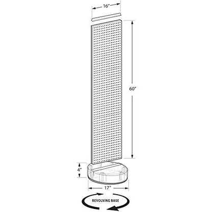 Azar Displays 700780 TWO-SIDED PEGBOARD FLOOR DISPLAY W/C-CHANNEL SIDES ON REVOLVING ROUND STUDIO BASE. PANEL SIZE: 16"W X 60"H, (White Glow) - color: White Glow