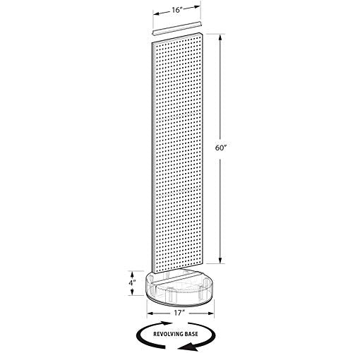 Azar Displays 700780-CLR, TWO-SIDED PEGBOARD FLOOR DISPLAY W/C-CHANNEL SIDES ON REVOLVING ROUND STUDIO BASE. PANEL SIZE: 16"W X 60"H, Clear - color: Clear