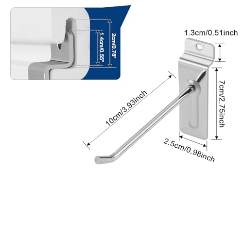 Polmart 4" Heavy Duty Slatwall Panel Hooks, Silver (96-Pack, 4-inch) - size: 4 Inch