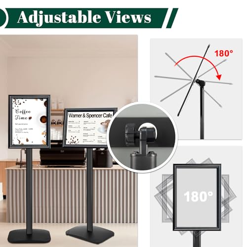 3 Pack Heavy Duty Pedestal Sign Holder 8.5 x 11" Floor Standing Sign Holder - color: Black, size: 8.5x11in-3p