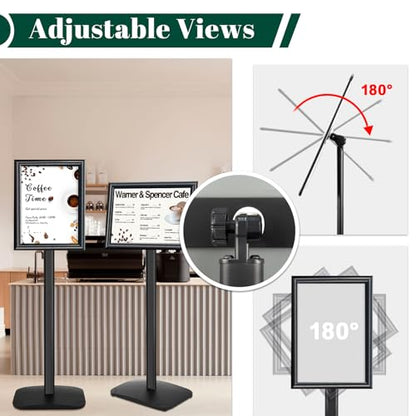 Heavy Duty Pedestal Sign Holder, 8.5 x 11" Floor Standing Sign Holder - color: Black, size: 8.5x11in
