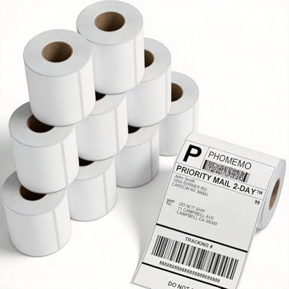 Phomemo 4x6 Thermal Label 10 Rolls 250PCS/Roll, Shipping Labels Pack of 2500 4x6 Roll Labels, Compatible with Phomemo, Zebra, Rollo, Jadens and Other Thermal Printers - color: White-2500