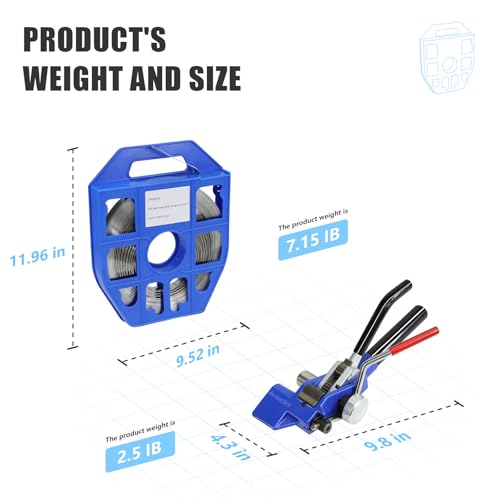 Heavy Duty Banding Strapping kit Contain 3/4"x 100' 304 Stainless Steel Packaging Straps Plastic Case & 100 Metal Buckles Tensioner with Cutter Tool Glove - size: stainless band kit