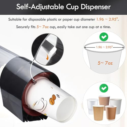 LBTING Cup Dispenser, Fits 5oz - 7oz Cone or Flat Bottom Cups - size: Medium