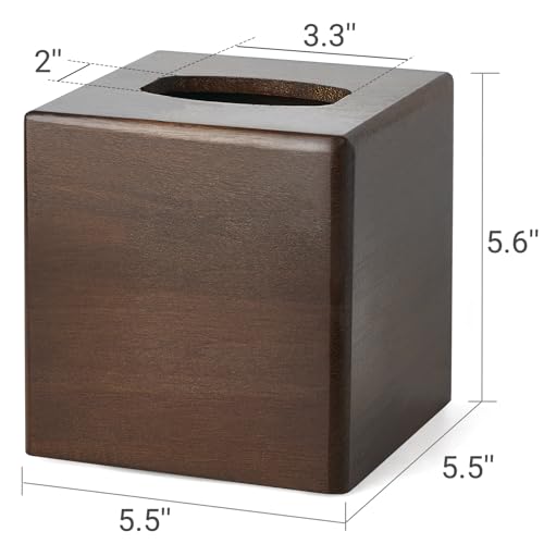 Mkono Tissue Box Cover Square, Rustic Wood Open-Bottom Holder, Dark Brown - color: Dark Brown