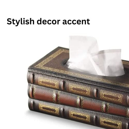 Bibliophile’s Book Tissue Dispenser | Covers Standard Box | Facial Tissues Holder | Office, Living Room, Bedroom, Bathroom