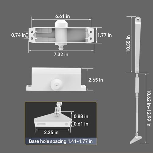 Automatic Door Closer Heavy Duty Fire Prevention Spring Hydraulic Aluminum Alloy Surface Mounted Residential Commercial Grade Door Closer Adjustable Speed Door Weights 99-187 Lbs Size2-White - size: Size2 White-Door Weight 99-187 Lbs