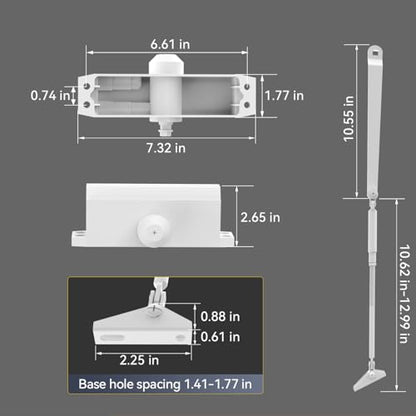 Automatic Door Closer Heavy Duty Fire Prevention Spring Hydraulic Aluminum Alloy Surface Mounted Residential Commercial Grade Door Closer Adjustable Speed Door Weights 99-187 Lbs Size2-White - size: Size2 White-Door Weight 99-187 Lbs