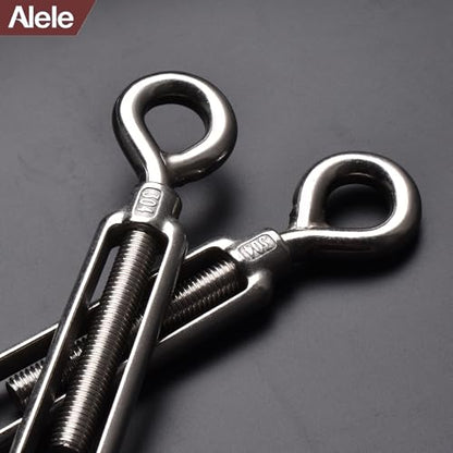 M12 Turnbuckle,2 Pack Thread Stainless Steel Hook & Eye,Alele Stainless Steel 304 Turnbuckle Heavy Duty Wire Rope Tension (M12 Turnbuckle) - size: M12 Turnbuckle-2p