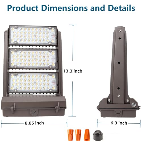 Rotatable 240W LED Wall Pack Light with Dusk to Dawn Photocell, 5000K 33600LM 800-1000W HPS/HID Equiv, ETL Adjustable Head Outdoor LED Wallpack Lighting Fixture for Area Light, Parking,Warehouse - size: 240W