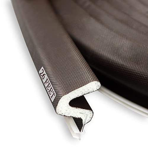 LSGCQ Kerf Weather Stripping for Door Seal Strip, 26 Ft, Brown - color: Brown, size: 26 Ft