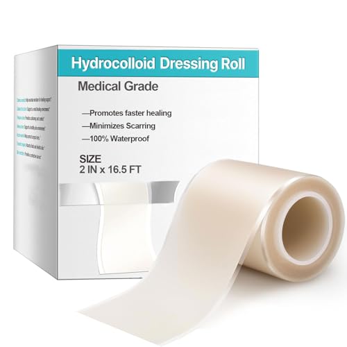 2IN*16.5FT Hydrocolloid Roll for Blister/Wound Care, Less Scar/Painless Removal, Hydrocolloid Bandages for Fast Healing, Medical-Grade, Customizable Dressing, Ultra Absorbent/Waterproof, First Aid Kit - size: 16.5FT