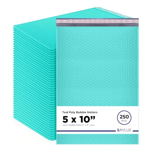 Teal Bubble Mailers 5x10, Self Seal Poly Padded Envelopes #00, 250 Pack - color: Teal, size: 5"x10" / 250 Pack