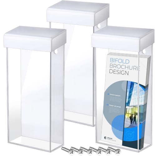 Remerry 3 Pcs 4 x 9 Inch Acrylic Outdoor Brochure Holder with Lids, White - color: White
