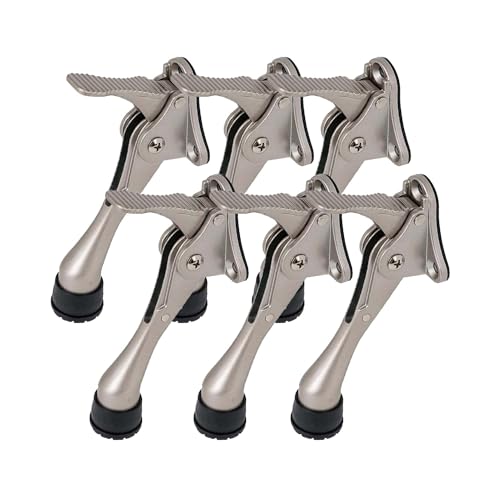 HA SHI 6 Stoppers Kickdown Door Stop for Bottom of Door, 4 in, Satin Nickel - color: Satin Nickel, size: 4 INCH X 6 PACK