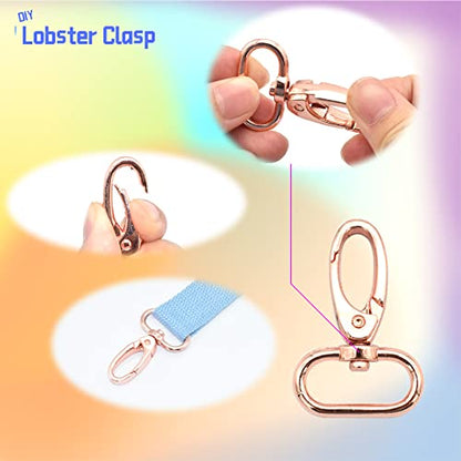 Rainbow Swivel Hook Claw Clasp - 25mm Slide Strap Buckle D Ring Adjuster Buckle for Dog Collar Backpack Purse Hardware - color: Rose Gold