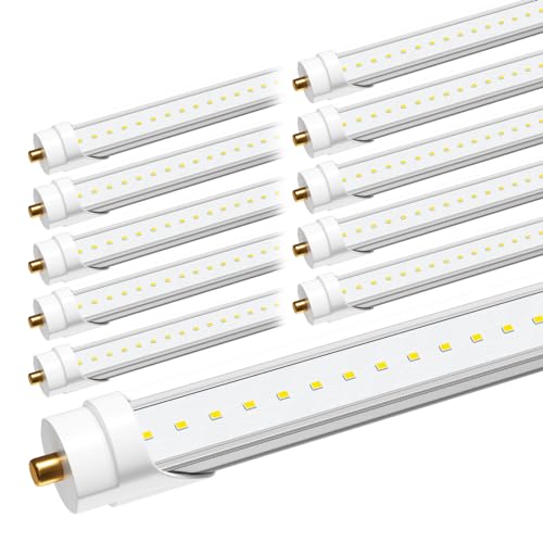 ONLYLUX T8 8ft LED Bulbs, 8 Foot Led Lights, 6000K 40W 4800LM (10 Pack) - color: 8ft Clear Cover, size: 10 Count (Pack of 1)