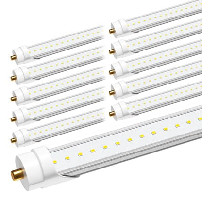 ONLYLUX T8 8ft LED Bulbs, 8 Foot Led Lights, 6000K 40W 4800LM (10 Pack) - color: 8ft Clear Cover, size: 10 Count (Pack of 1)