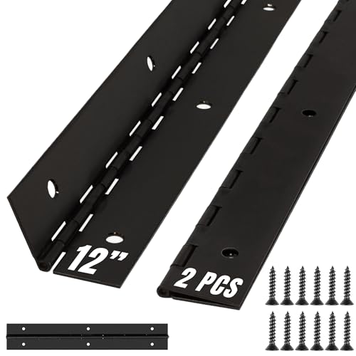 ALBO 12" x 2" Piano Hinge Stainless Steel 304, Black, 2-Pack - color: Black, size: 12 Inch